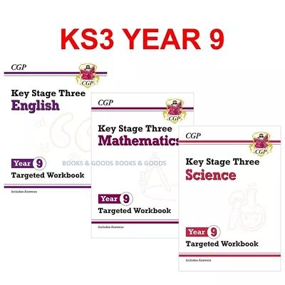 KS3 Year 9 Maths English Science Targeted Workbooks With Answers Ages 14-15 Cgp • £21.99