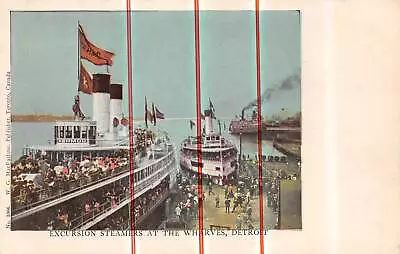 DETROIT Michigan Postcard Excursion Steamer Landing Dock Tashmoo Ship Boat • $8.99