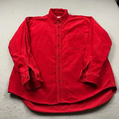 VINTAGE J Crew Shirt Mens Large Red Corduroy Pocket Casual Button Long Sleeve • $23.99