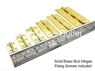 £3 • Buy SOLID BRASS BUTT HINGES - Screws Included Doors Cabinet Tool Box Chest Dresser 