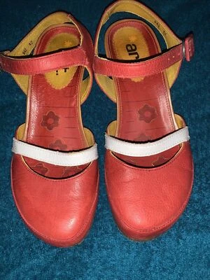 £40 • Buy The Art Company Red/grey Mary Jane Wedge Heel Shoes /sandals Size 8 Eu42