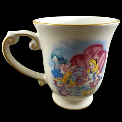 Disney Parks Alice In Wonderland Mad Hatter Ceramic Tea Coffee Mug Cup Gold Trim • $22.85