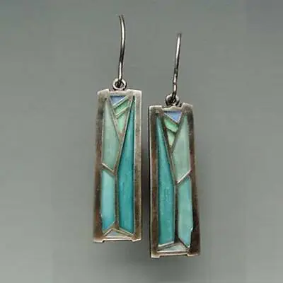 Vintage Turquoise Silver Plated Dangle Earrings For Women Wedding Party Jewelry • $2.08