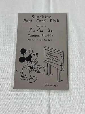 1985 Sunshine Post Card Club Tampa FL Florida Mickey Mouse Postcard 47/75 • $43.99