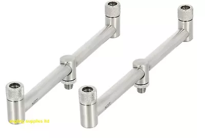 2 X NGT Buzz Bars Stainless Steel Carp Fishing 20cm 2 Rod Post Fixed Fits Pod • £8.92