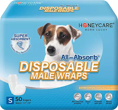 All-Absorb A26 Male Dog Wraps 50 Count Small Disposable Belly Bands • $22.99