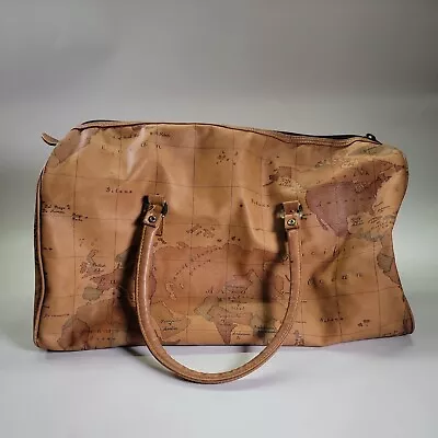 Vintage Gitano Brown World Map Travel Duffle Bag Large. 19L X 12H X 9W Inch • $31.49