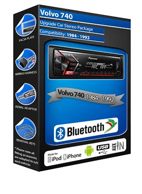 Volvo 740 Car Radio Pioneer MVH-S320BT Stereo Bluetooth Handsfree Kit USB AUX • $129.31