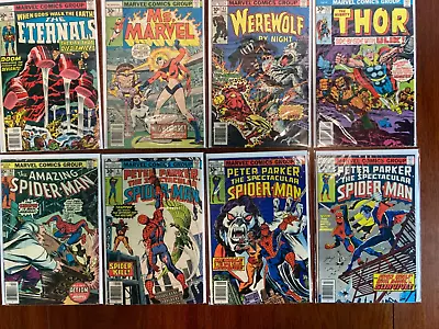 8 Marvel Comic Lot Bronze Age 30 Cent Books Eternals Ms Thor Werewolf Spiderman • $4.95
