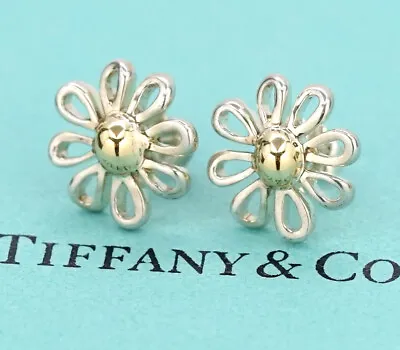 £217.34 • Buy TIFFANY&Co Daisy Flower Stud Earrings Picasso Silver 925 & 18k Gold W/Box C1037