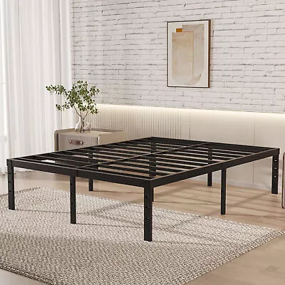 Oliway King Size Bed Frame 18 Inch Tall Heavy Duty 3500Lbs Steel Slat Support • $110.59