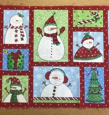 Timeless Treasures - Snowman Christmas Labels - Crafts - Card Making 100% Cotton • £4.50