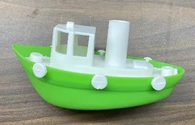 Vintage 5  Green & White Plastic Toy Tug Boat - Made In Usa Unbranded • $11.99