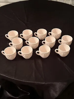 Vintage Jeannette Shell Pink Milk Glass Punch Cups  Set Of 12  1950's • $79.99