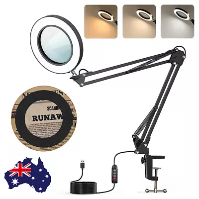 10x Magnifying Glass Desk Table Lamp Magnifier Foldable With 64LED Light & Clamp • $28.45