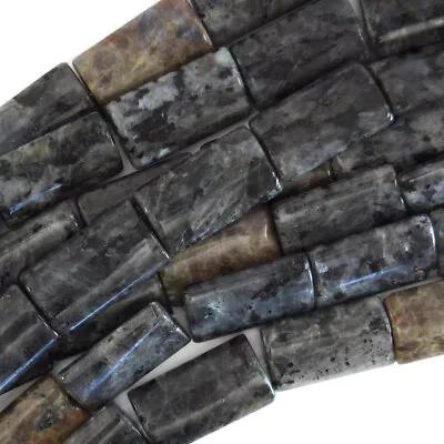 20mm Grey Labradorite Larvikite Pillow Rectangle Beads 16  Strand • $6.99