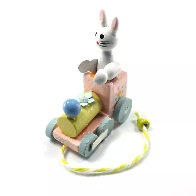 WMH Dollhouse Miniature Easter Train Wooden Pull Toy - Pink And Yellow • $6.75