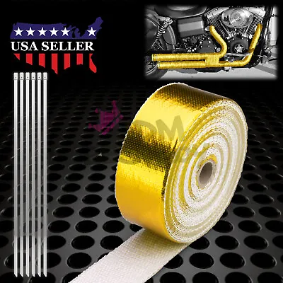 Gold Exhaust Pipe Insulation Thermal Heat Wrap 2 X50' Motorcycle Header • $20.66