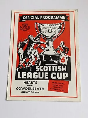 Hearts V Cowdenbeath 1959 Scottish League Cup Semi Final Programme • £4.99