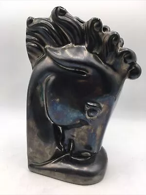 Vtg Haeger Pottery Horse Head Bookend Vase Oil Slick Glaze 7x6” Mcm • $48