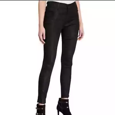 New Vince Dylan Skinny Zip Leg Skinny Coated Black Jeans Size 29 • $40