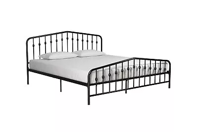 Novogratz Bushwick Metal Bed Modern Design King Size - Black • $142.02