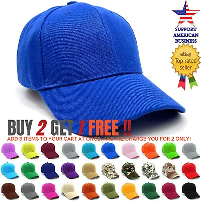 Men Baseball Cap Adjustable Solid Women Trucker Ball Hat Plain Visor Camo Caps • $3.75