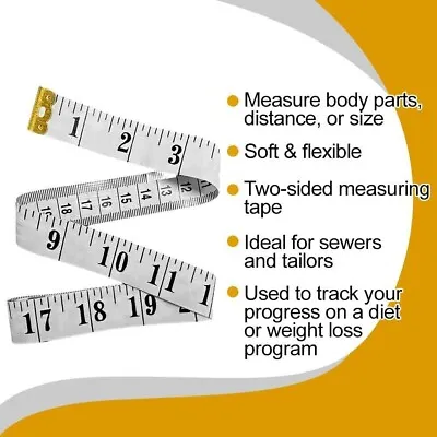 Body Waist Weight Height Measuring Tape Cloth Dress Fabric Sewing Tailor Ruler • £2.80