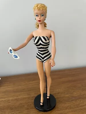 Vtg 1960 Barbie #3 Ponytail Blonde*stand*swimsuit*black Hi Heels*sunglasses • $599