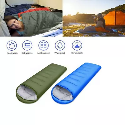 4 Season Single Sleeping Bags Camping Rectangular Envelope Zip Up Kids Adult • £11.59