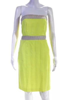Milly Womens Cotton Colorblock Print Strapless Empire Waist Dress Yellow Size 0 • $34.81