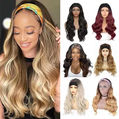 Heat-resistant High Quality Synthetic Headband Wig Hairband Wave Wig Long Curly • £19.20