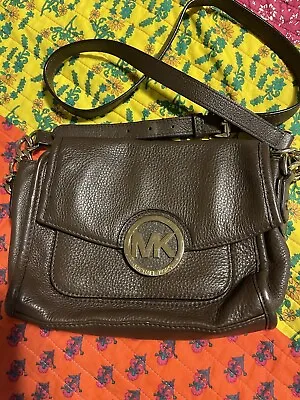 Michael Kors Margo Taupe Brown Leather Crossbody Bag Purse • $29.99