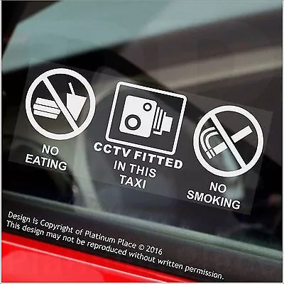 £2.86 • Buy 2 X Warning Stickers CCTV Camera No Smoking Eating Car Taxi Window Reverse Signs