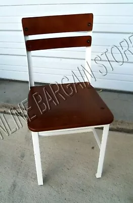 2 Pottery Barn Kids Vintage Schoolhouse Wood Metal Play Desk WHITE Table Chairs • $89.99