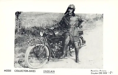 Man With Indian Motorbike Motorcycle Postcard • $5.95