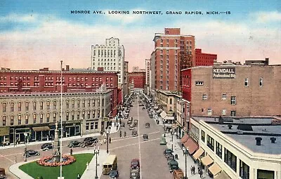 Monroe Ave. Looking North West In Grand Rapids MI MICH MICHIGAN Postcard • $4.95