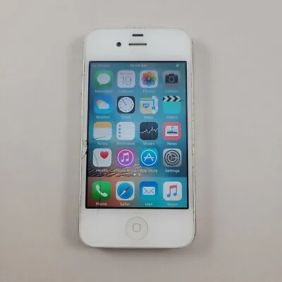 Apple IPhone 4S 16GB - A1387 - White - Cracked Screen! Works & Factory Reset • $19.99