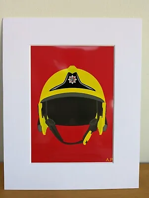 £22 • Buy Mounted Print Of A Surrey Fire And Rescue Firefighters Gallet Helmet Great Gift 