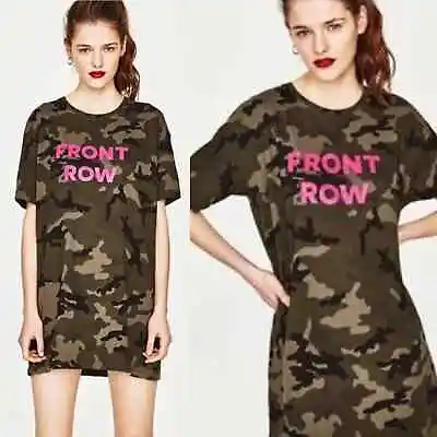 ZARA FRONT ROW Camo Tunic T-Shirt Dress • $28