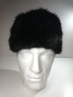 Russian Style Ushanka Faux Fur Hat Black Female Size Large Male Medium • £11.50