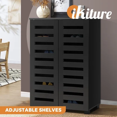 $119.90 • Buy Oikiture Shoes Rack Shoe Storage Cabinet Organiser Shelf 2 Doors 20 Pairs Black