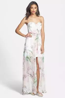 ERIN Erin Fetherston 'Gisele' Print Chiffon Gown-Size 0 (F#10) • $45