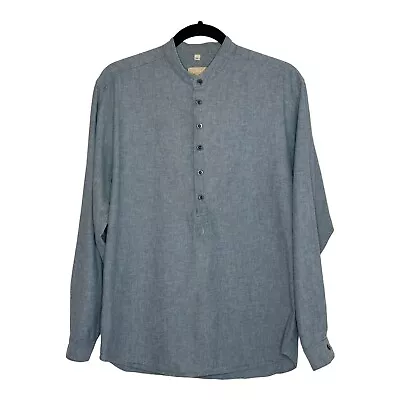 Wah Maker Frontier Clothing Western Shirt Size M Chambray Blue 1/2 Button Front • $32.94