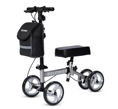 Deluxe Medical Scooter Steerable Elenker Knee Walker Injury Help YF-9003 Silver • $72