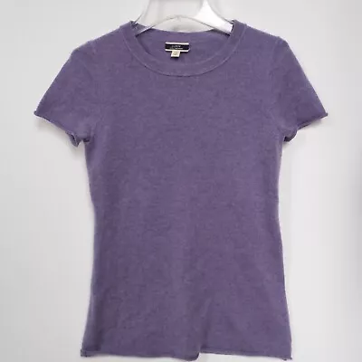 EUC J CREW Short Sleeve Cashmere T-Shirt Sweater XS Grape Heather • $29.99