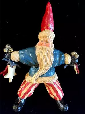 House Of Hatten Vintage Santa Claus Patriotic Wood Stars Stripes America 1999 • $14.99