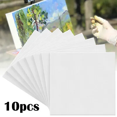 10X Blank Canvas Acrylic Painting Artist Oil Square White Canvas Framed 20x20cm • £10.79