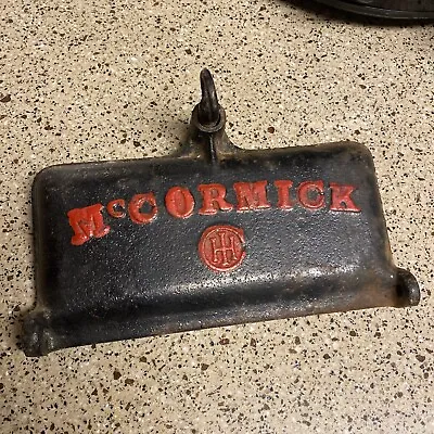 Vintage McCormick Chicago Tool Box Lid Cast Iron Tractor Mower Implement Black • $59.99