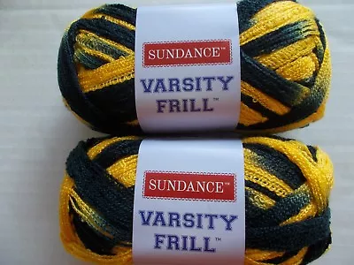 Sundance Varsity Frill Ruffle Mesh Yarn Black / Gold Lot Of 2 (28 Yds Each) • $18.99